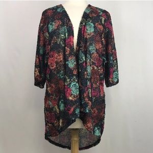 LuLaRoe Shirley Cardigan Fuzzy Floral Kimono